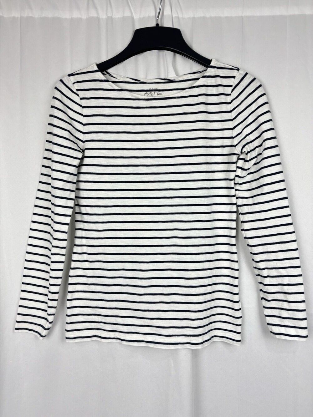 JCREW Women’s Long Sleeve Navy White Striped Artist Tee S